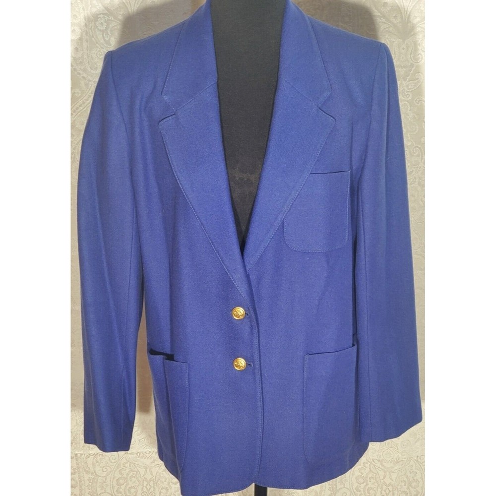 Cross Country Fashions Wool Blazer Coat Jacket Lined Stunning Royal Blue Size M